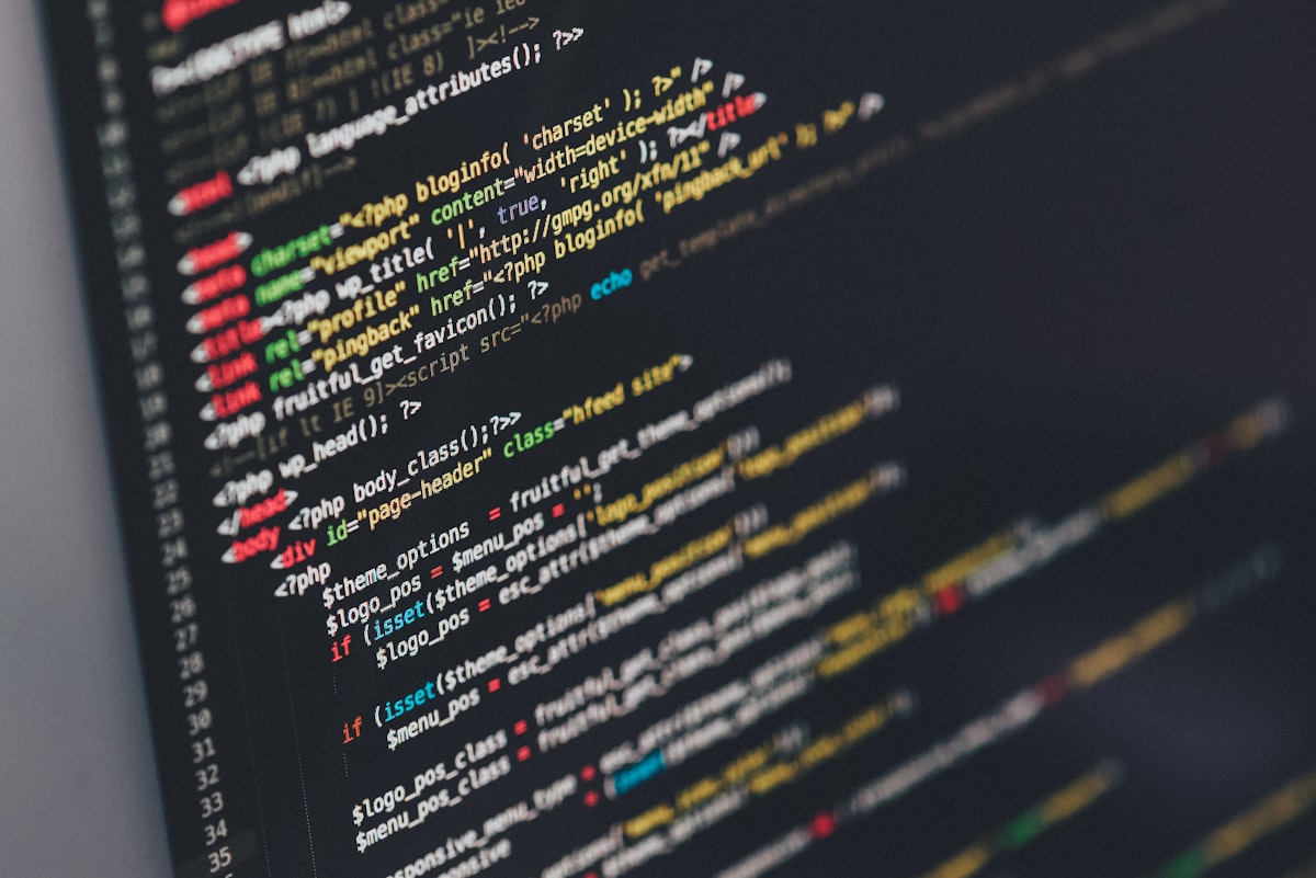 Code on a laptop screen during web development